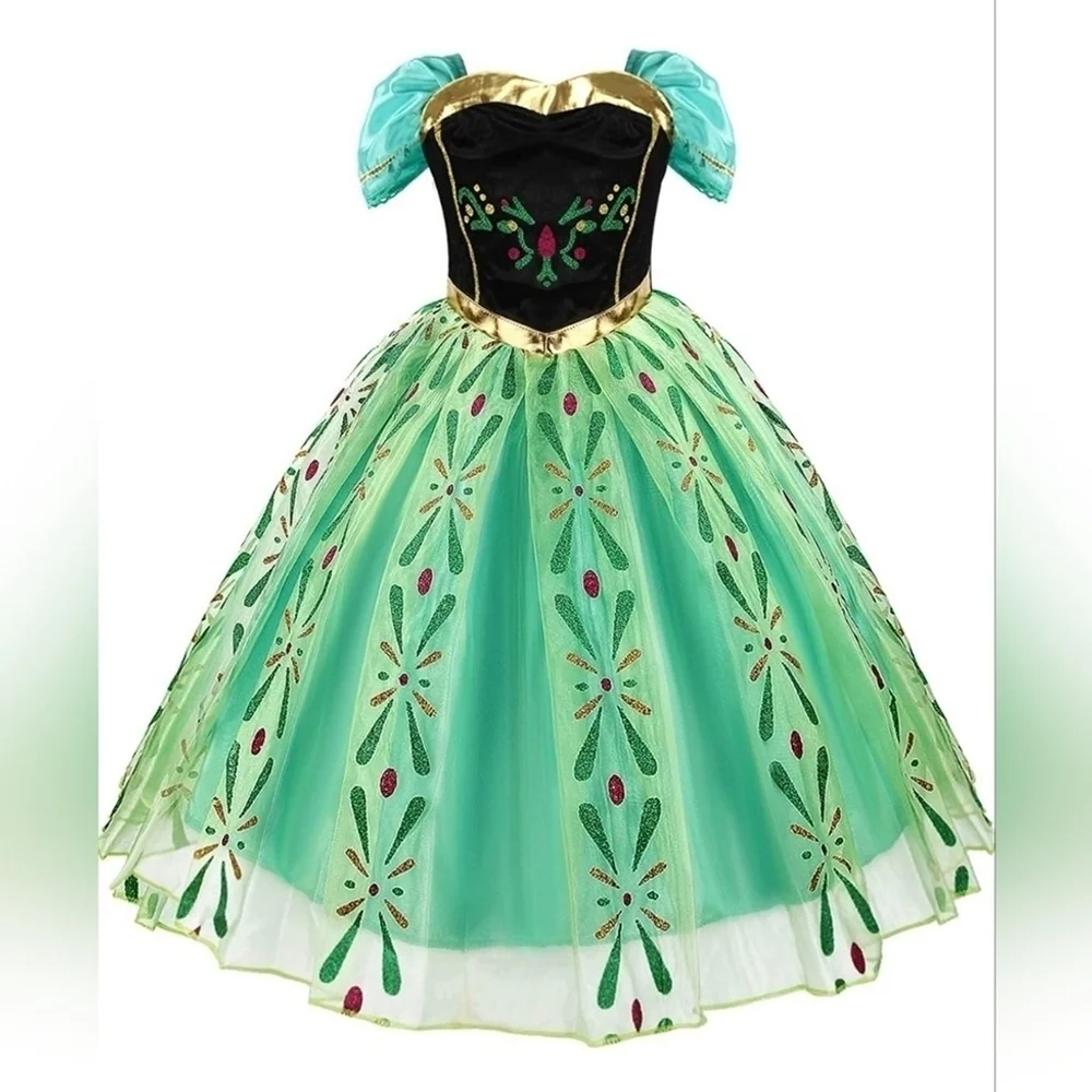 Princess Anna Frozen Queen Dress - Green - 8/9 Years